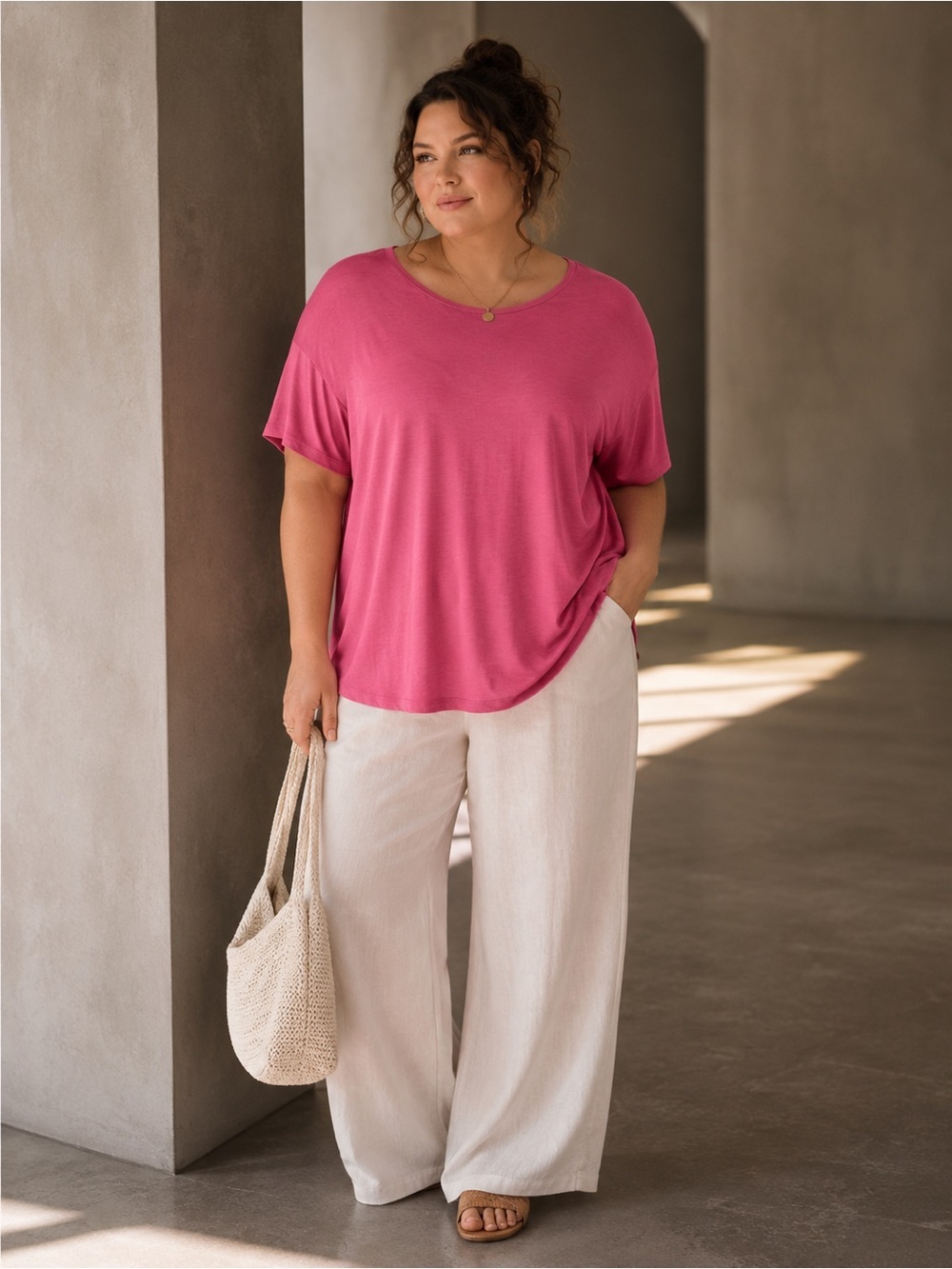 State of Day Modal Blend Sleep Tee Pink Relaxed Pajama Top 3X